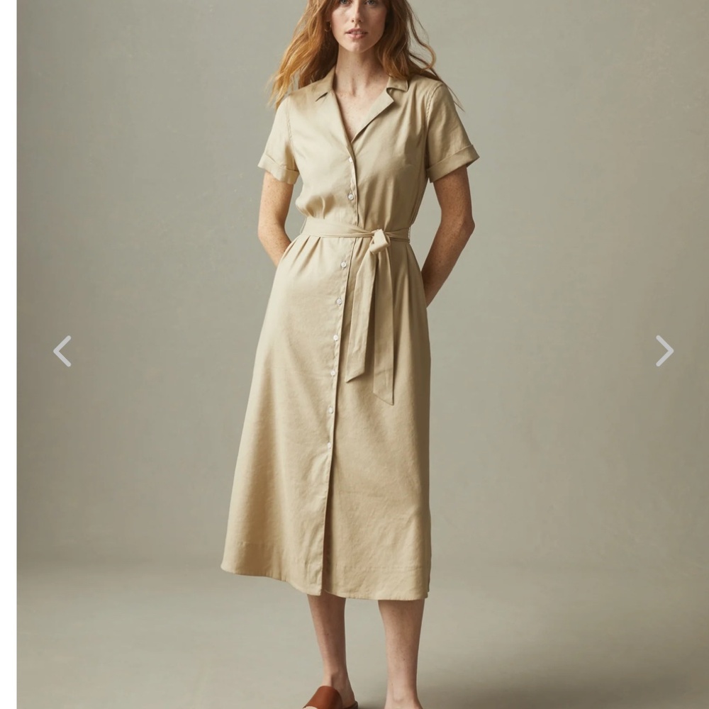 American Giant‎ Women's Utility Tan Maxi Belted Shirt Dress Large